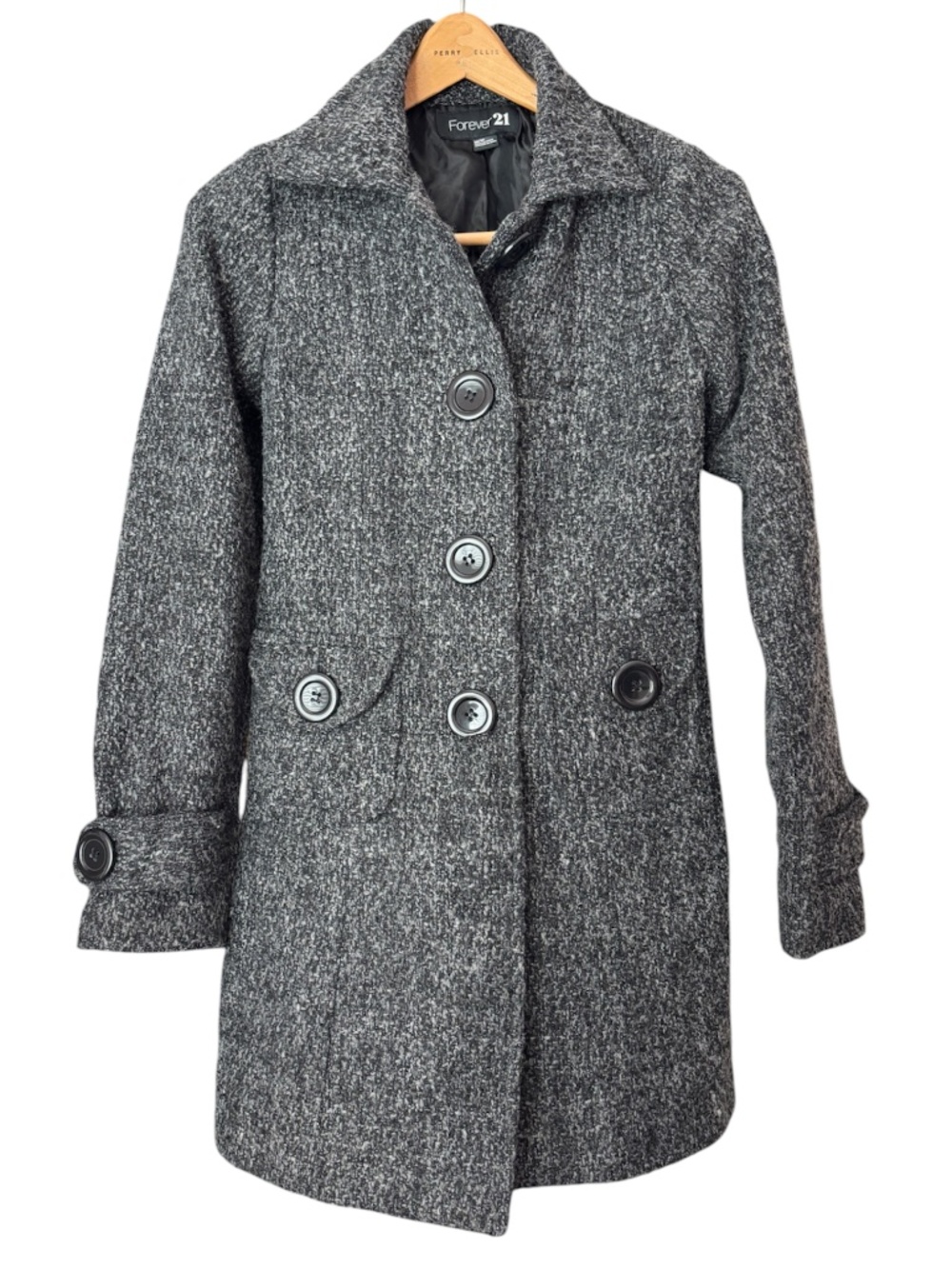 Forever 21 Textured Tweed Pea Coat - Size M - Picture 1 of 12